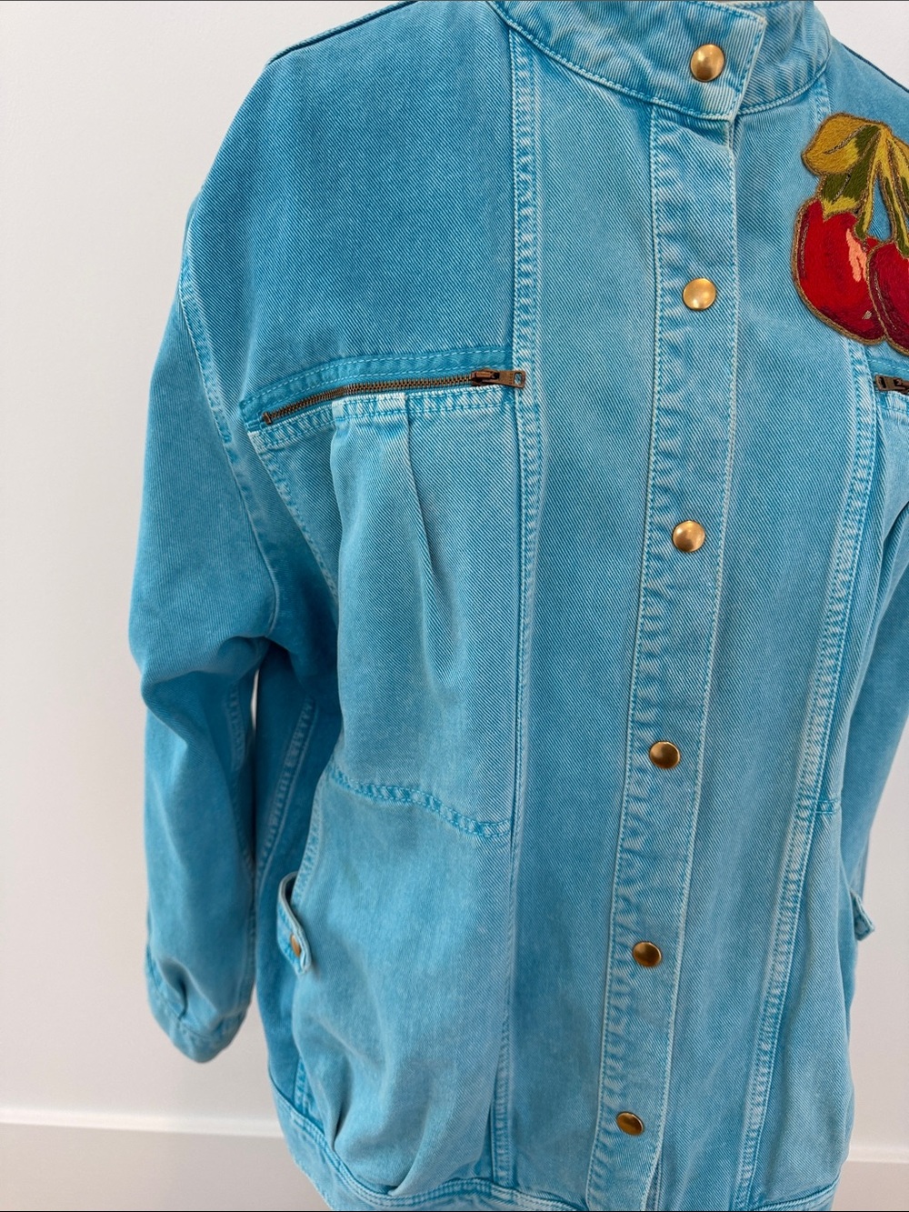 Gucci Turquoise Denim Jacket with Cherry Patch - Picture 5 of 16